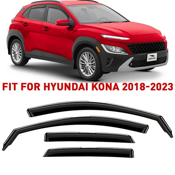 Voron Glass in-Channel Extra Durable Rain Guards for Hyundai Kona 2018-2023, Window Deflectors, Vent Window Visors, 4 Pieces - 200478
