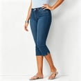thumbnail image 2 of Daznico Women's High Waist Stretch Denim Fit Side Slit Hem Capri Jeans Breathable Casual Everyday Trousers,3XL, 2 of 4