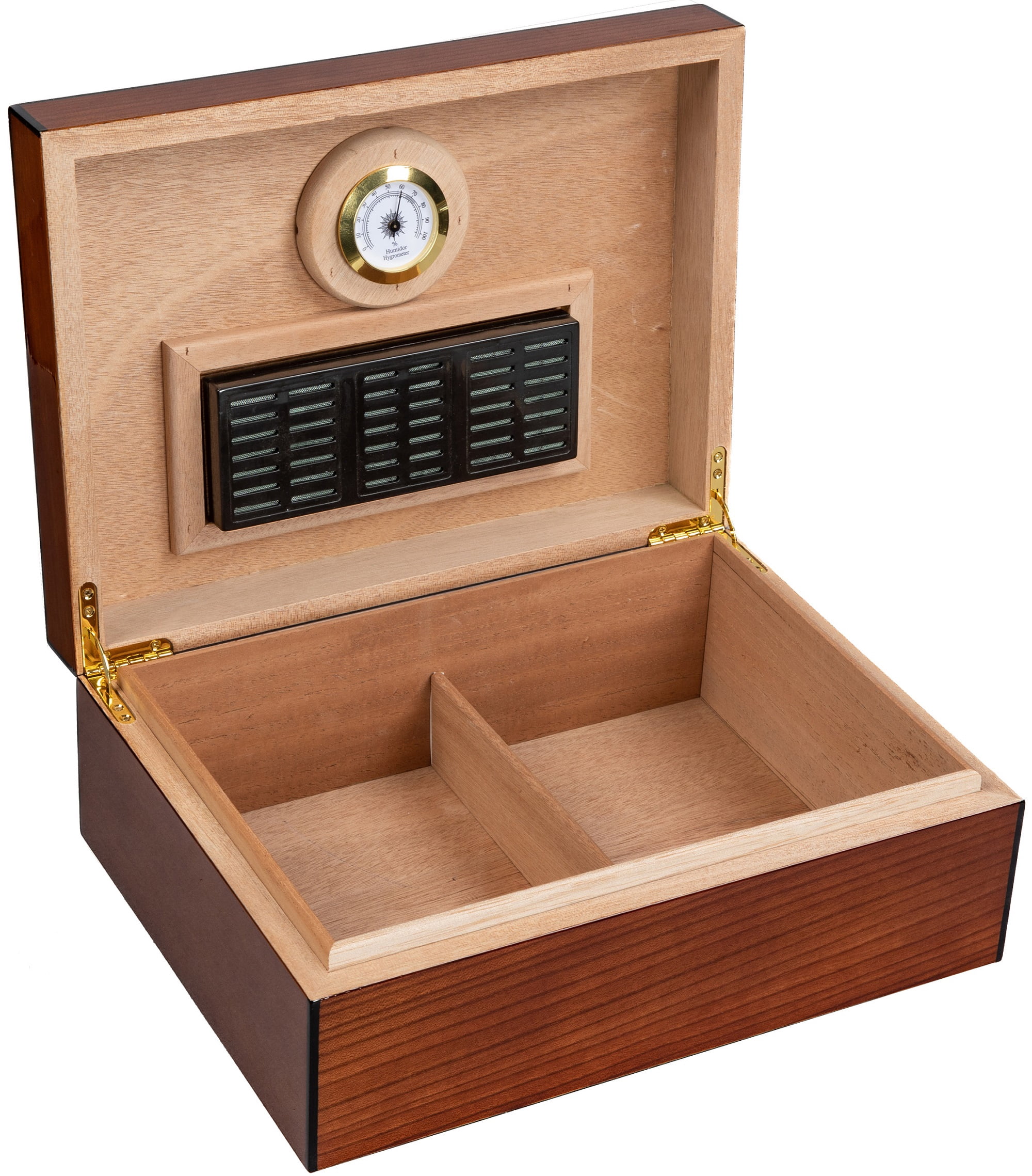 Napoli Dome Shaped Top Cigar Humidor - High Gloss Walnut Burl Finish - Capacity: 75