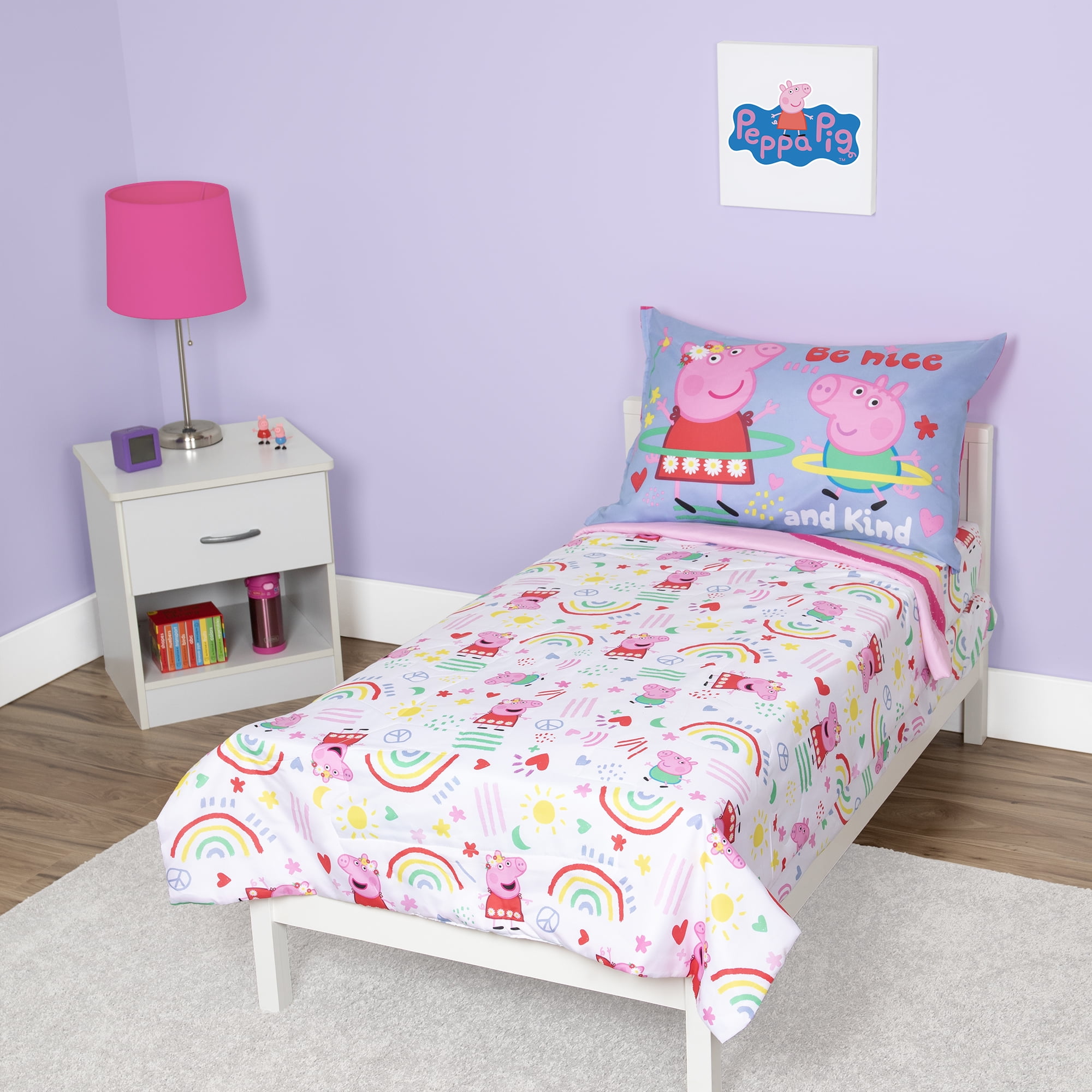 NoJo Peppa Pig Be Nice Kind 4 Piece Toddler Bed Set Toddler Girl