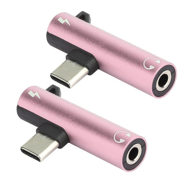 Adaptador 2 en 1 Tipo C, 2 Cable Piezas de Carga de Audio Cargador Distribuidor de Auriculares Conector de 3,5 mm Adaptador de Auriculares y Cargador para Moto Z