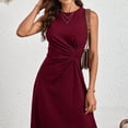 thumbnail image 5 of Women's Sleeveless Floral Print A Line Dress Ruched Waist, 5 of 8