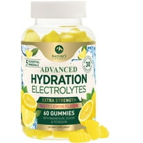Hydration Electrolyte Gummies - Daily Liquid Replenisher Gummy - Electrolyte Multiplier with Minerals, Potassium & Real Salt - Vegan, Non-GMO - Tasty Lemon Flavor Hydration Electrolytes - 60 Gummies