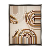 Stupell Industries Neutral Overlapping Arches Abstract Painting Gray Floater Framed Canvas Art Print Wall Art, 25 x 31
