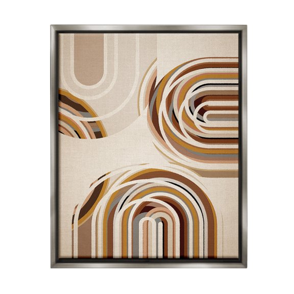 Stupell Industries Neutral Overlapping Arches Abstract Painting Gray Floater Framed Canvas Art Print Wall Art, 25 x 31