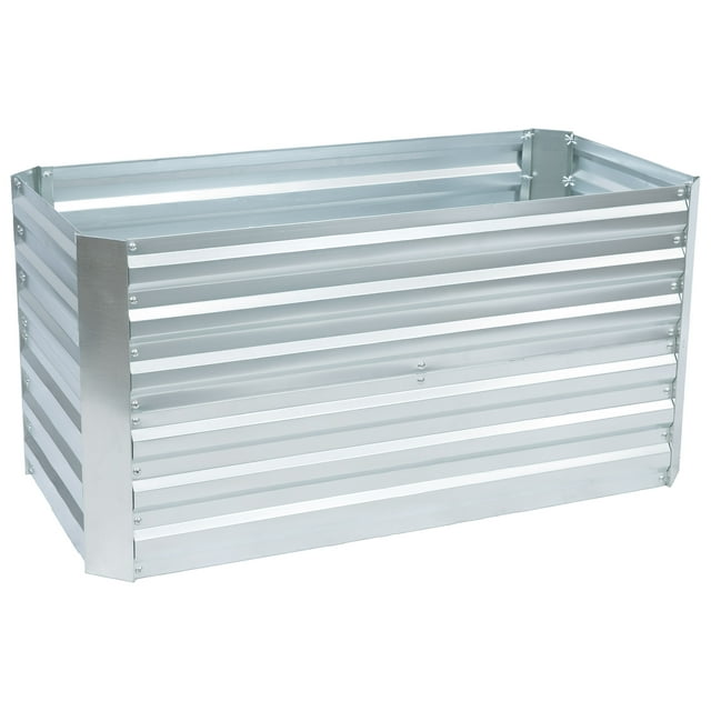 Sunnydaze Galvanized Rectangle Raised Garden Bed - 4' x 2' x 2' - Silver