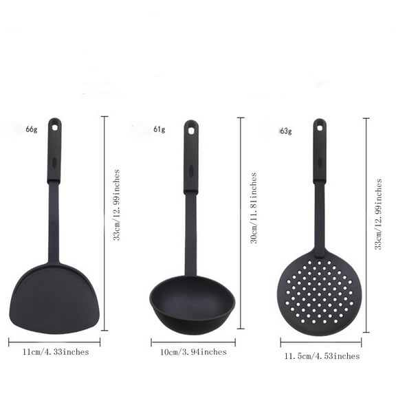MSJUHEG Kitchen Utensils Cooking Utensils Set 3Pcs Nylon Spatulas Spoon Strainer For Nonstick Cookware Heat Resist Spatulas For Kitchen Kitchen Utensils Set B