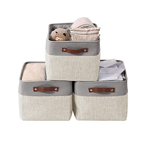 Collapsible Sturdy Cationic Fabric Storage Basket Cube W//Handles for Organizing Shelf Nursery Home Closet DECOMOMO Foldable Storage Bin Green and White, Extra Large - 15.8 x 12.5 x 10 3-Pack