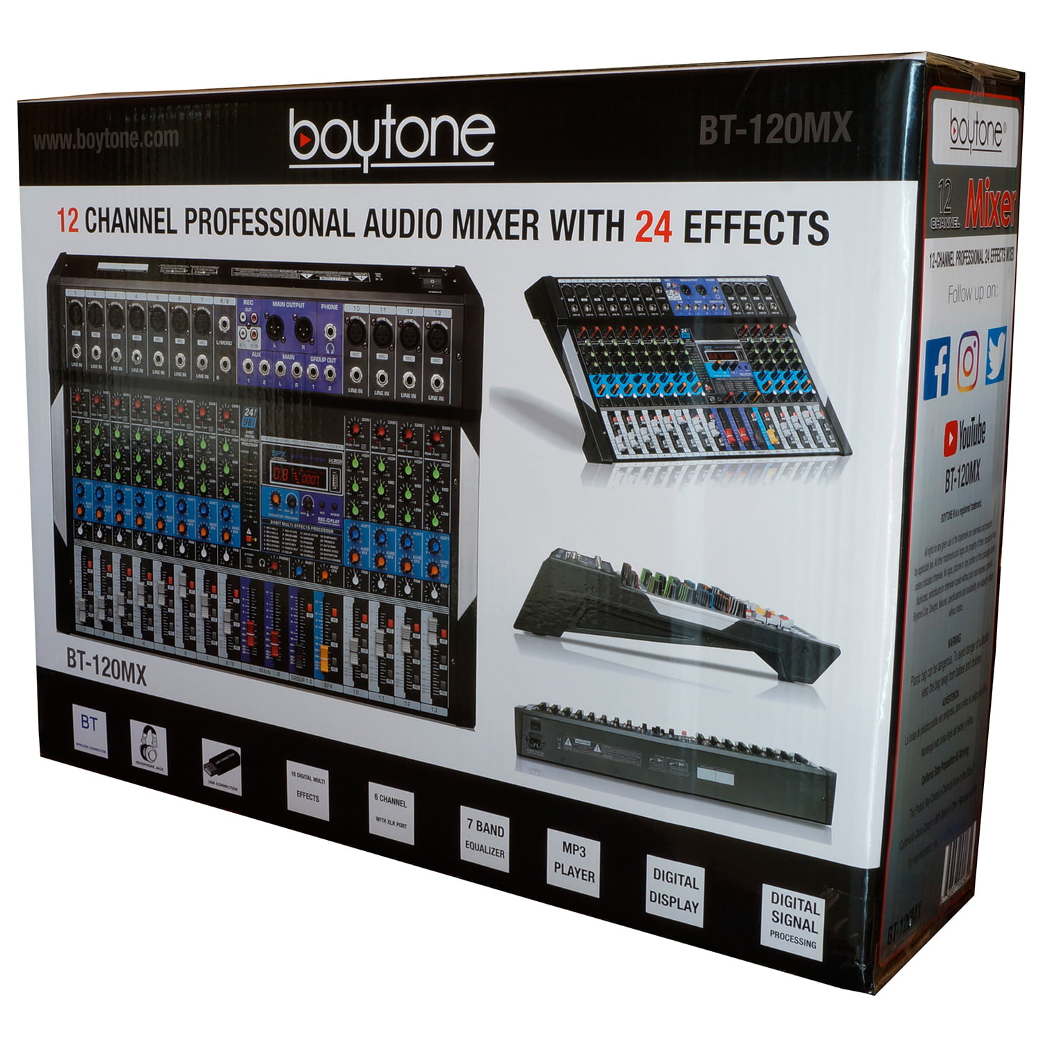 12-Channel Bluetooth Studio Audio Mixer - DJ Sound Controller