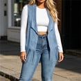 thumbnail image 5 of IUYRTFE Women's Western Fringe Sleeveless Vest Open Front Suede Cardigan with Long Fringe Trim, 5 of 9
