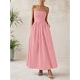 thumbnail image 2 of Vestido largo PRETTYGARDEN para mujer, verano, sin tirantes, línea A, rosa, 2 of 7