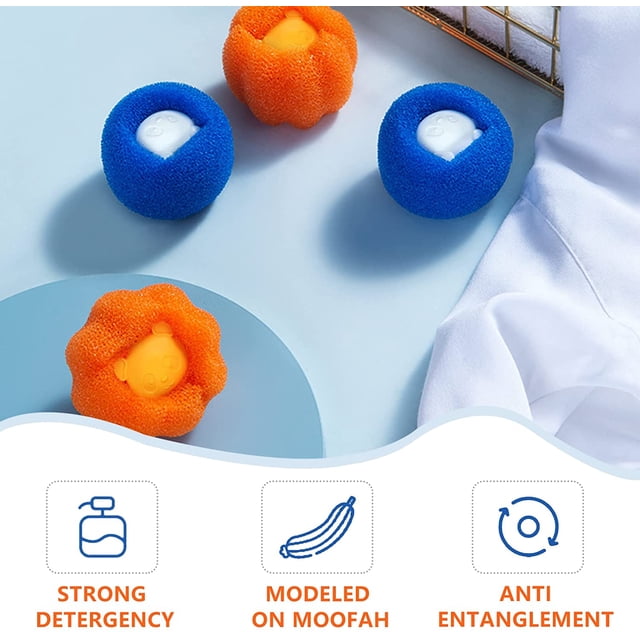 Lavadora Pelota Depiladora, Esponja Depiladora Lavadora, Lavadora Recogedor De Pelo, Absorbe El Pelo De Las Mascotas Y El Polvo De La Lavadora-6 Paquetes (Naranja+Azul) 6*6cm ShuxiuWang 8390613484086