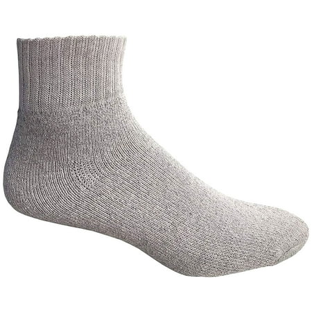 Diabetic Grey Ankle Socks Physicians Approved Mens King Size Diabetics Cotton Quarter Ankle Socks - Plus Size Wholesale Diabetic Ankle Socks For Men - 13-16 - Gray - 12 Pack ()