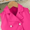 thumbnail image 4 of KAUOD Girls Summer Suit Outfits 2 Piece Sleeveless Double Breasted Jacket and Pleated Pants Set Loose Trendy Clothe, 4 of 7