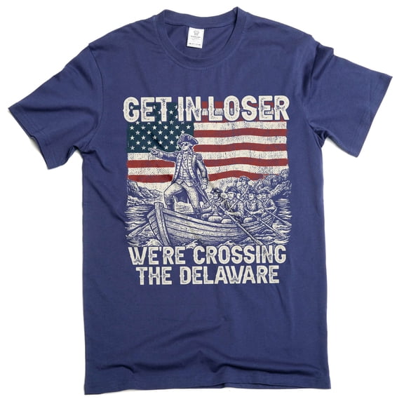 Men's Funny We're Crossing The Delaware Graphic T-Shirt 4th of July Tee