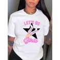 thumbnail image 1 of Camiseta De Verano Para Mujer, Moda Informal, Ropa Cómoda, Camisetas De Manga Corta MStar & Letter Print Casual Sports T-shirt, Short Sleeve Crew Neck Spring & Summer Top, Women's ClothingFather's D, 1 of 6