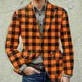 thumbnail image 4 of Zimjoy Mens Plaid Suit Jackets Casual Slim Fit Corduroy Suit Jackets Vintage One Button Checkered Blazer Business Work Office Blazers Jackets Dinner Party Sport Coats, Saffron L, 4 of 5