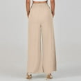 thumbnail image 7 of Pants for Women Women's Casual Fashion Solid Colour Cotton Linen Casual Pants Wide Leg Trousers Sweatpants with Pockets Womens Pants Kagetolytai Beige XL, 7 of 7