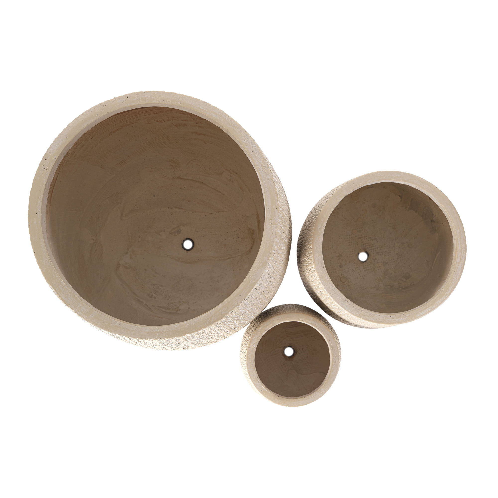 Euroco Lightweight MGO Planter Set of 3, 15.6"+10.8"+7.3" Egg-Shaped Outdoor Flower Pots with Drainage Holes & Rubber Plug,Modern Stone-Look Textured Decorative Pots for Garden, Patio, Home, Office