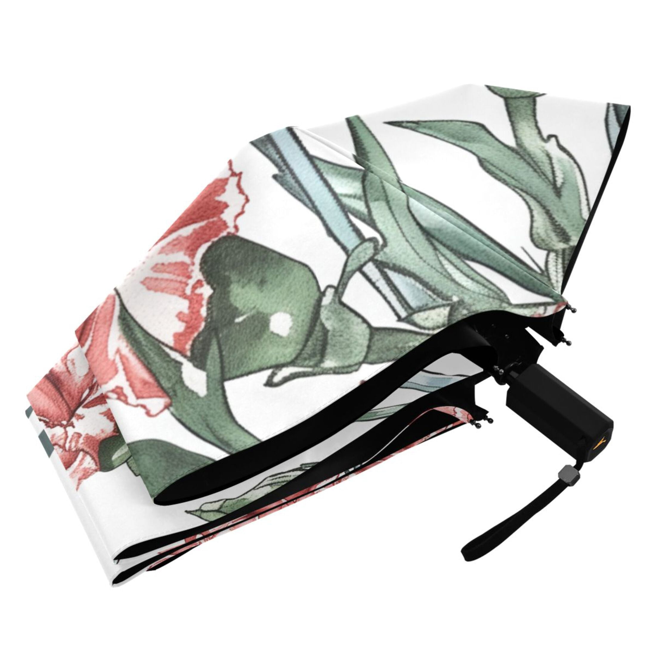 Happy Mother's Day Carnation Flowers Compact Sun Umbrella Windproof Travel Umbrellas for Rain Strong Portable UV Protection
