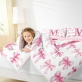 thumbnail image 4 of jejeloiu Letter M Monogrammed Queen Comforter Set,Bowknot Bow Ribbon Bedding Sets,Pink White Bedding Comforter Set For Girls,Microfiber Room Decorative Reversible,3 Pieces, 4 of 8