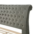 thumbnail image 3 of Roundhill Furniture Cerderia Velvet Upholstered Button Tufted Nailhead Trim Sleigh Bed, Queen, Gray, 3 of 5