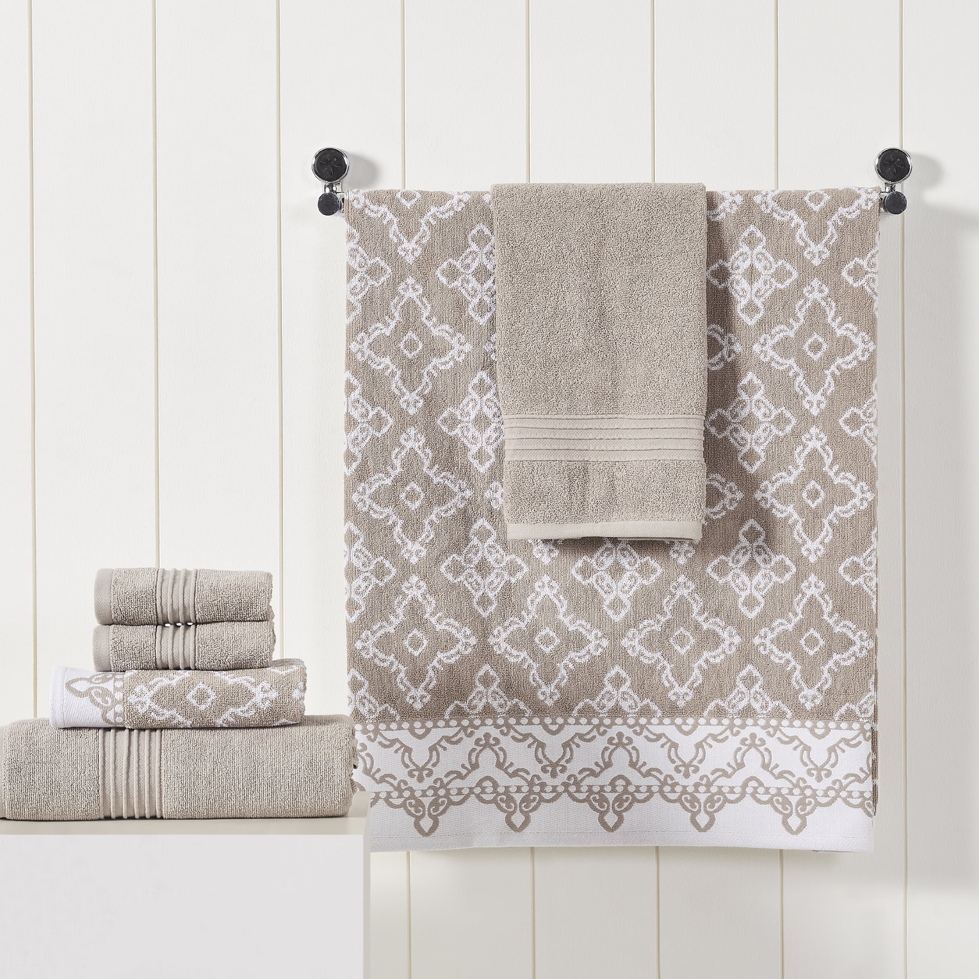 Modern Threads Charlize 6-Piece Cotton Bath Towel Set, Fawn
