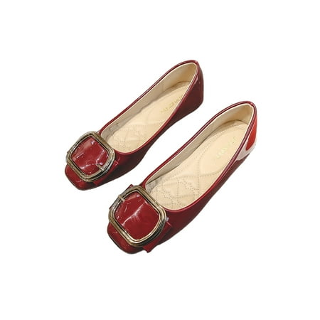 

Colisha Women Boat Shoe Square Toe Flats Comfort Walking Shoes Wedding Soft Loafers Slip On Pumps Wine Red 7