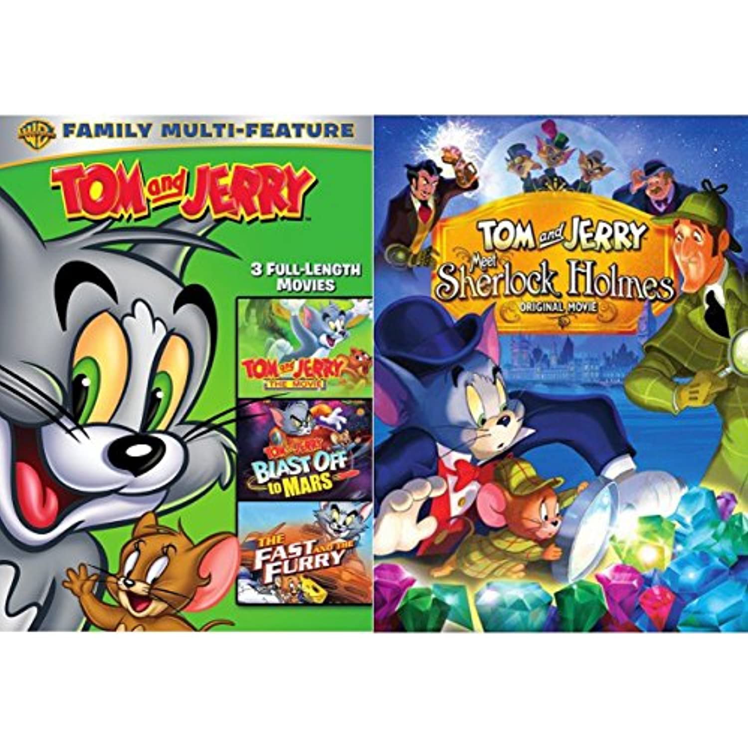 The Movie Meet Tom And Jerry Animated Sherlock Holmes Dvd CollectionBlast  Off To Mars + The Fast And The Furry Feature Bundle 4 Movie Cartoon Set -  