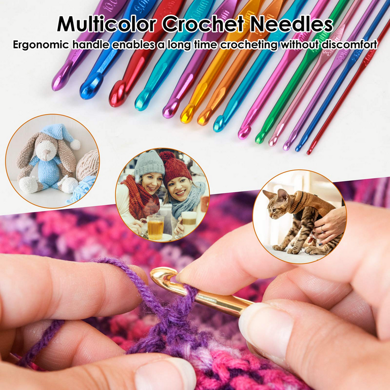  4 mm Crochet Hook, Ergonomic Handle for Arthritic Hands, Extra  Long Knitting Needles for Beginners and Crocheting Yarn (4 mm)