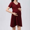 thumbnail image 2 of VEKDONE Clearance Nursing Nightgown Dresses, 3 In 1 Maternity Nightgown Short Sleeve Nursing Gown Breasfeeding Pregnancy Sleepwear Delivery Dress Wine L, 2 of 6