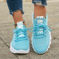 thumbnail image 2 of Knit Mesh Sneakers for Women Casual Thick Sole Cushioning Running Shoes Breathable Lace up Tennis Shoes Slip on Loafers Blue Size 9, 2 of 7