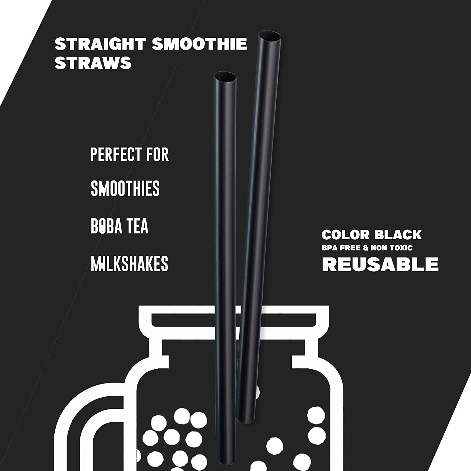 Clear Jumbo Smoothie Straws, Clear Disposable Wide-mouthed Large Milkshake Straws 9.43'' Inches High / 100 Pack, Size: 0.43