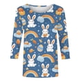 thumbnail image 5 of TaTaai Women Crew Neck 3/4 Sleeve Easter Festival Print Pullover Top Casual Fashion Ladies Spring Daily Commute Wear Lightweight Breathable Non-See-Through No Fading Top Gift, 5 of 5