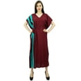 thumbnail image 5 of Bimba Womens Long Rayon Side Pannels Kaftan With Belt Designer Cover Up Caftan Maxi Night Dress, 5 of 9