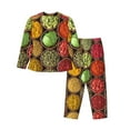 thumbnail image 2 of Junzan Spices And Herbs Print Womens Pajama Sets,Long Sleeve Button Down For Women Pjs 2 Piece, 2 of 9