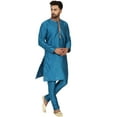 thumbnail image 3 of SKAVIJ Kurta Set for Men Long Sleeve Traditional Wear Dress Turquoise L, 3 of 6