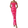thumbnail image 3 of Vestido PRETTYGARDEN Floral de Verano 2025, Hombros Descubiertos, Fruncido, Talla Grande, 3 of 5