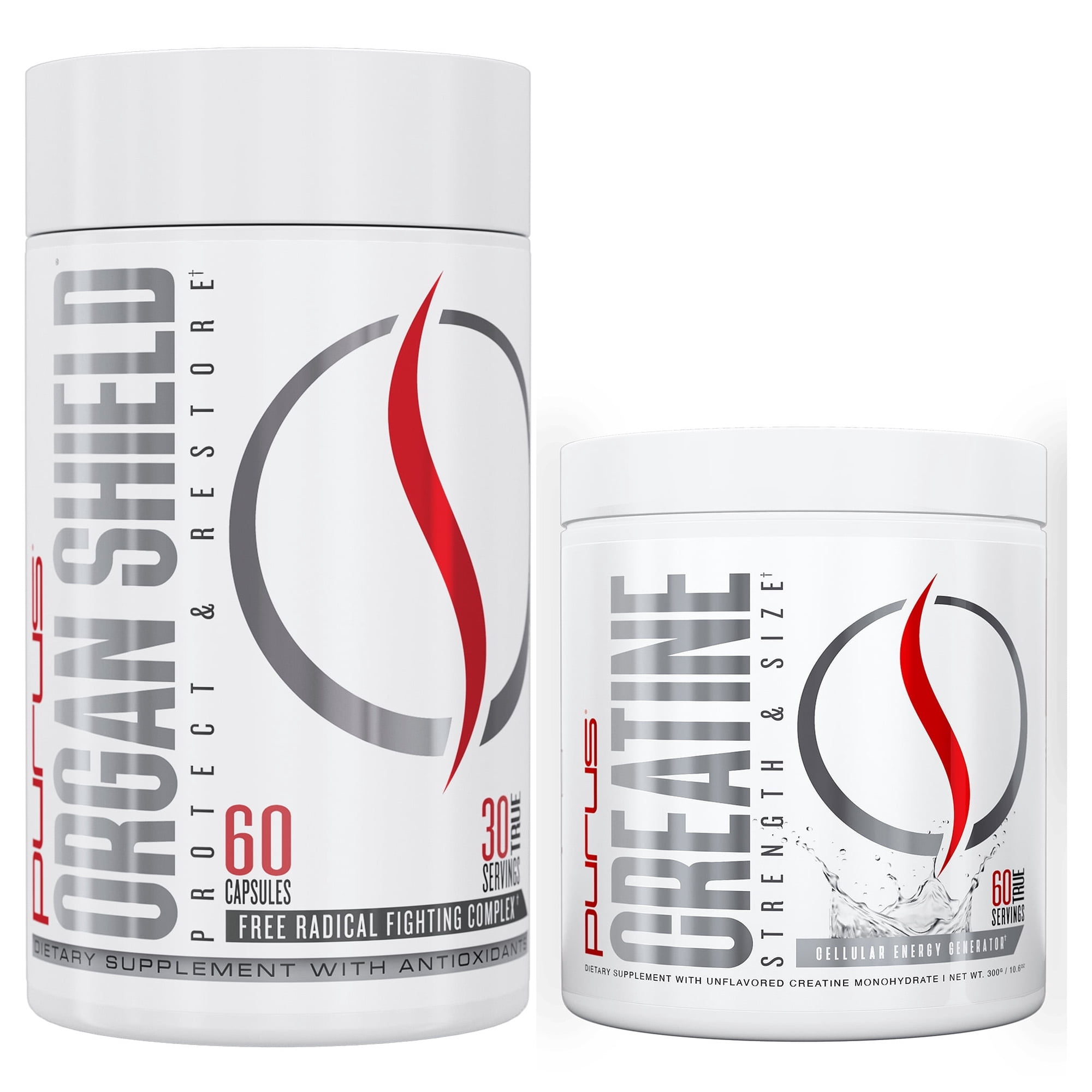 Purus Labs Organ Shield Stacked with Pure Creatine Sampler: Antioxidant Formula & Muscle Builder
