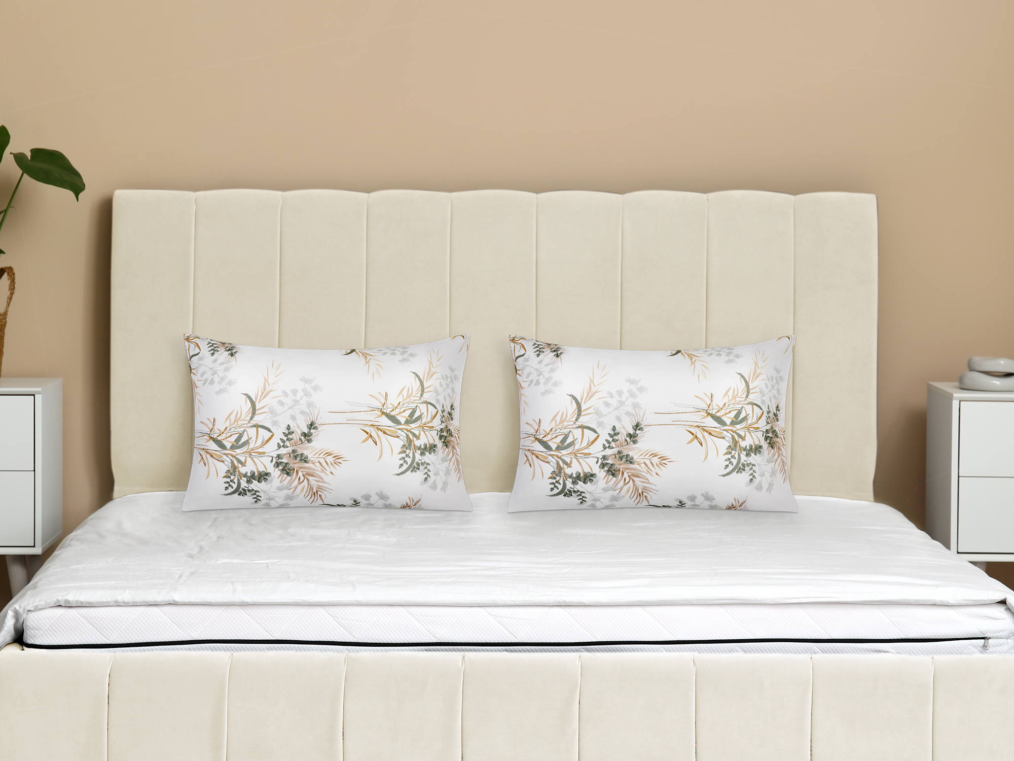 Unique Bargains Pillowcase with Envelope Closure Floral Pillow Cases Queen Yellow