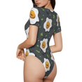 thumbnail image 3 of Haiem Cute Poached Eggs Women's Crew Neck Short Sleeve Bodysuit Tops Stretchy Slim Basic-XX-Large, 3 of 9