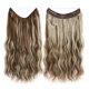 thumbnail image 1 of Xiao Hua Extensiones de cabello de alambre, gruesas, rizadas, onduladas, invisibles, con clip, sintéticas, para mujer, 16 pulgadas, color rubio castaño., 1 of 2