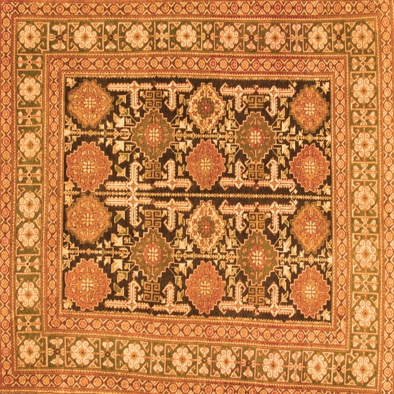 Ahgly Company Indoor Square Persian Orange Traditional Area Rugs, 5' Square