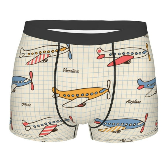 Naloa Striped Vintage Planes Print Mens Underwear - Boxers for Men, Classic Briefs for Men