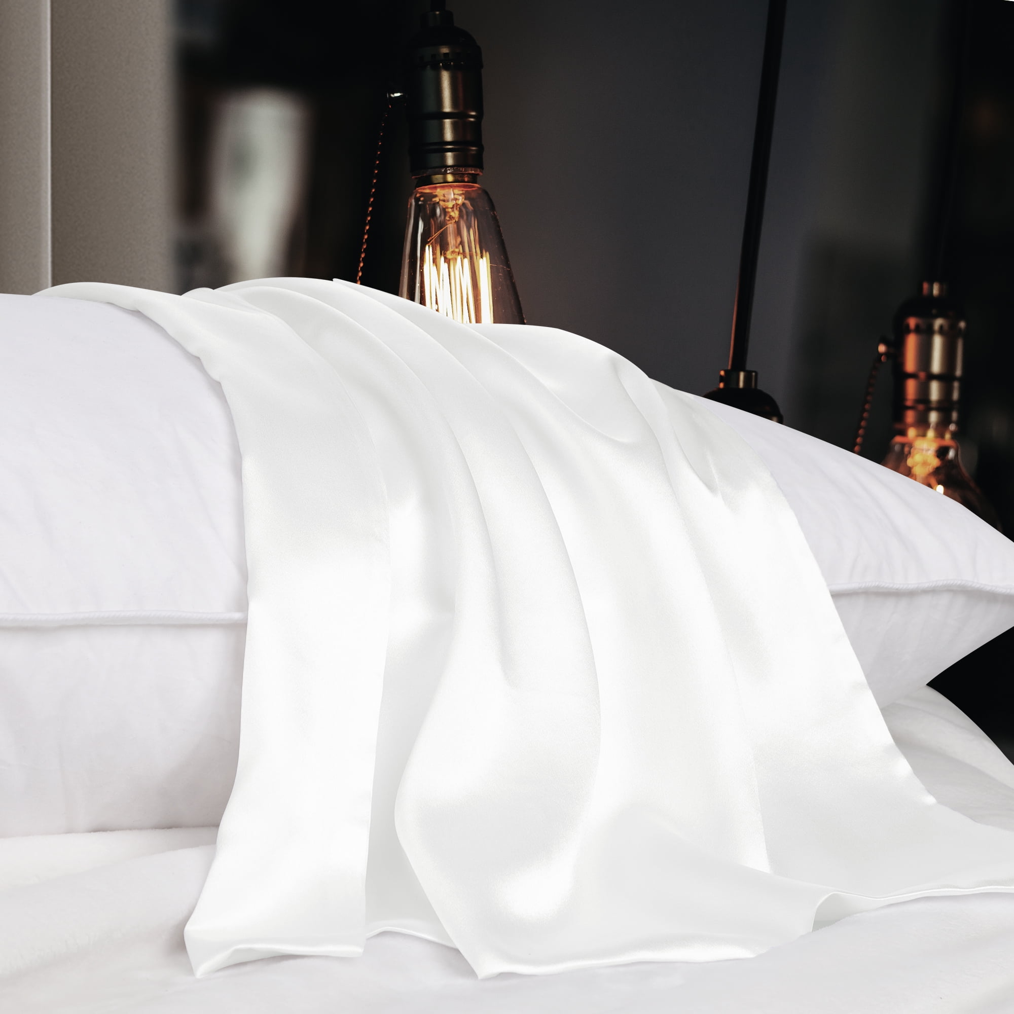 Unique Bargains 2 Pieces 100% Mulberry Silk Fabric Pillowcase Pearl White Travel Size