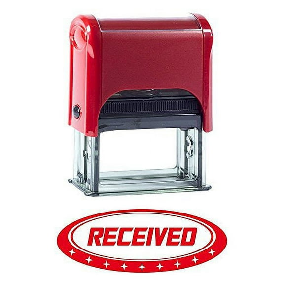 Received Designer Office Self-Inking Office Rubber Stamp (Red) - M