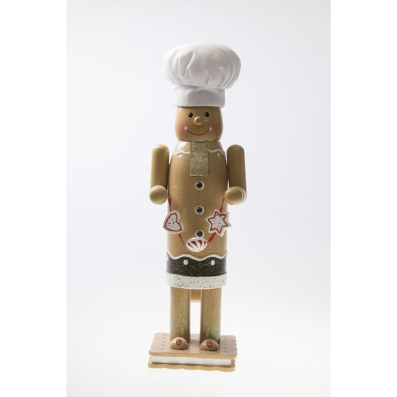 Clever Creations Gingerbread 14 Inch Traditional Wooden Nutcracker, Festive Christmas Décor for Shelves and Tables