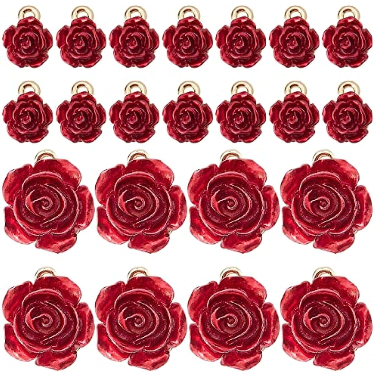 Wholesale DICOSMETIC 12Pcs 3 Colors Rose Flower Charms Stainless