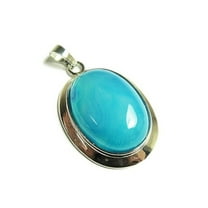 25x30mm Blue Agate Oval Pendant With Bail For Jewelry Making