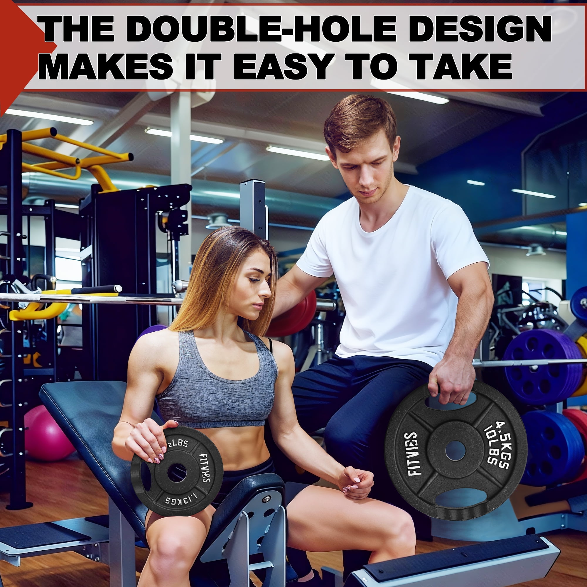 FlexWave 1-Inch Olympic Cast Iron Weight Plates Set – 35LB Total (2x2.5lb, 2x5lb, 2x10lb) – Perfect for Standard Olympic Barbells